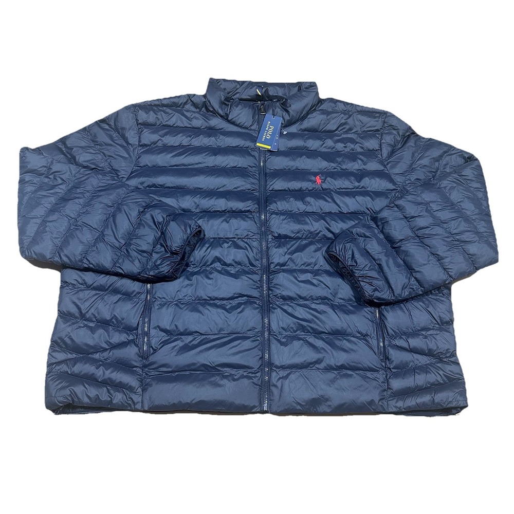 Polo Ralph Lauren Colden Packable Jacket Mens 4XB Navy Blue Full Zip Puffer NWT